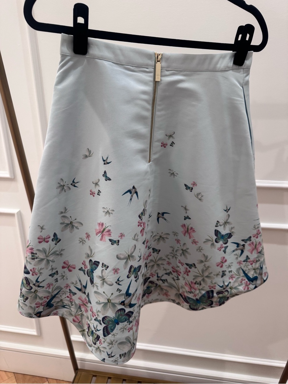 Ted Baker Pale Blue Circle Skirt with Butterfly & Floral Print - Picture 3 of 10